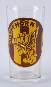 c1957 Greig's Honey football glass for Hawthorn. Fine condition (without 'Greig's Honey' at base).
