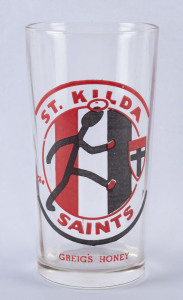 c1957 Greig's Honey Football glass for St Kilda. Fine condition (with 'Greig's Honey' at base)