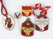 SOUTH MELBOURNE/SYDNEY SWANS: A small group of membership and other badges dated 1977, 1983, 1984, 1985 and one undated. (5).
