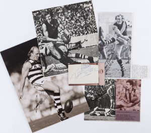 AFL/VFL TEAM OF THE CENTURY (1996): A collection of signed cards, photographs, pictures, etc., featuring 20 of the 21 players nominated for the honour of forming the Centenary Team of the Century". With the exception of Brnie Smith, all others are present, including John Coleman, Gary Ablett, Greg Williams, Alex Jesaulenko, Haydn Bunton, Kevin Murray, Jack Dyer, Dick Reynolds and Ted Whitten.