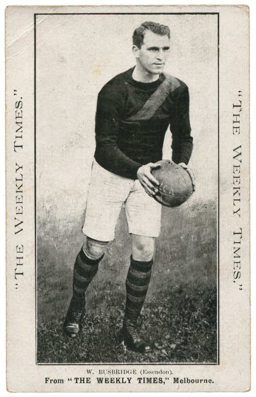 The Weekly Times: circa 1910 "Victorian Footballers" series - W. Busbridge (Essendon). Fine Unused.