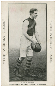 The Weekly Times: circa 1910 "Victorian Footballers" series - P. Shea (Essendon). Fine Unused.