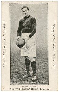 The Weekly Times: circa 1910 "Victorian Footballers" series - D. Smith (Essendon). Fine Unused.