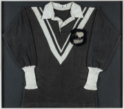 NEW ZEALAND 1951 Rugby League representative guernsey, framed and glazed 90 x 95cm overall. (Player's name in pen on manuafcturer's label; rather faded.).