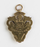 NORTHFLEET: 9ct gold & enamel medal with prancing horse on front, engraved on reverse, "W.K.L./ 07-8/ Div. 1./ Northfleet". - 2