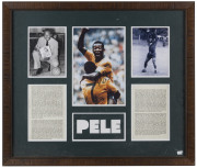 PELE autographed colour photo mounted in attractive framed display, 64 x 73cm overall