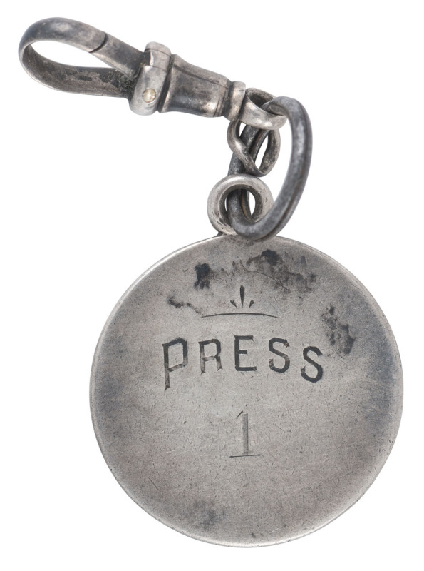 AUSTRALIAN JOCKEY CLUB (AJC) - white metal Press Pass No.1; believed to have been issued circa 1890.