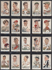 CIGARETTE CARDS: 1933 Carreras Ltd (Australian Issues) "Personality Series" complete set [24] including Ambrose Palmer, Don Bradman, Frances Bult & Walter Lindrum; also, 1928 Major Drapkin "Australian & English Test Cricketers" almost complete set [39/40]