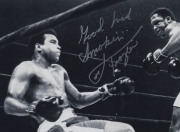 JOE FRAZIER vs. MUHAMMAD ALI framed action photograph from "The Fight of The Century, March 8, 1971, Madison Square Garden", signed and endorsed by Frazier and with Field of Dreams CofA on reverse. - 2