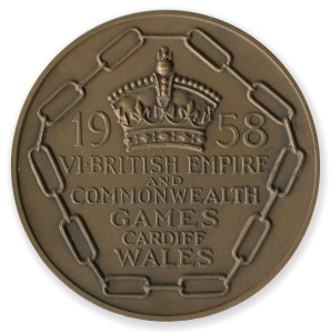 1958 BRITISH COMMONWEALTH GAMES IN CARDIFF, Participation Medal "1958 VI.British Empire and Commonwealth Games, Cardiff, Wales", 54mm diameter, in original presentation case.
