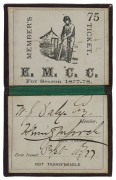 East Melbourne Cricket Club: 1877-78 Member's Season ticket, brown leather with gold embossing, the interior printed in black with a charming image of a batsman at wicket, space for the member's name in manuscript (W.J. Daly) and the signature of the Hono - 2
