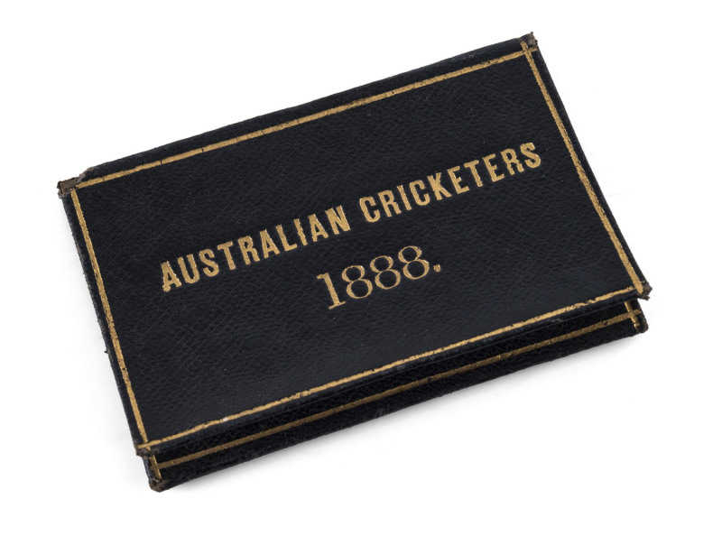 1888 - WITH THE AUSTRALIAN TEAM IN ENGLAND Official pass, permitting the holder (W.H.L. Bailey) to gain admittance to all the matches in which the Australians were playing duing their tour of England. Leather-bound over cards with 3 printed panels providi