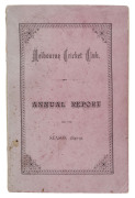 'Melbourne Cricket Club, Annual Report, For the Season 1890-91.' [Melbourne; Mason, Firth & M'Cutcheon, 1891] 92pp, with original pink covers. Includes a full report on all activities, match reports, averages, a complete list of members, etc. 