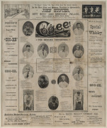 Coo-ee! The English Cricketers Broadsheet poster supplement to the "Coo-ee" engraved process, screen and letterpress, title, date “Christmas 1897” and text throughout, 66 x 54.2cm. - 2