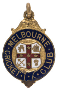 MELBOURNE CRICKET CLUB, undated membership badge with Melbourne Coat of Arms at centre, made by Bowman Limited, London, No. 1212. The first badge issued by the club.