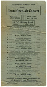 MELBOURNE CRICKET CLUB - GRAND OPEN-AIR CONCERTS: A small group of four official programmes for the Monday evening concerts which took place on Nov.16th, 1903, Dec.7th, 1903, Jan.11th, 1904 and Feb.1st, 1904 all with the M.C.C. Military Band under the con