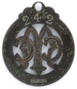 MELBOURNE CRICKET CLUB, 1904-5 membership badge, made by Stokes, No.242. Some losses in the enamelling. - 2