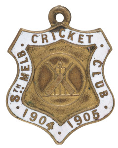 SOUTH MELBOURNE CRICKET CLUB: 1904-05 Membership badge (No.52) by Stokes.