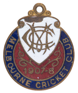 MELBOURNE CRICKET CLUB, 1907-8 membership badge, made by Bridgland & King, No. 594, but without the maker's impressed stamp on reverse.
