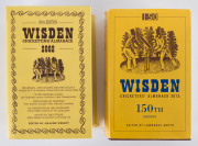WISDENS: 1911 soft-cover edition (complete, but with defective spine and insect damage to cover), 1913 hard-cover edition (good condition but lacking the John Wisden plate), 2002 hard-cover with d/j and 2013 hard-cover with d/j. (4 volumes). - 2