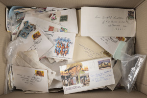 COMMONWEALTH OF AUSTRALIA: General & Miscellaneous: Large accumulation of on & off-paper predecimal and decimal issues in two cartons, postmark interest highly likely with many complete strikes on piece evident, one carton with approximately 50% foreign (non-Australian) content. Well-worth foraging through. (1,000s)
