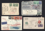 REST OF THE WORLD - General & Miscellaneous Lots: 1930s-90s Cover accumulation including Germany 1939 two covers to Jewish refugees (?) on SS Oronsay in transit to Australia, both redirected, one with Morroccan stamp added at Tangier, China 1939 Kunming - 2