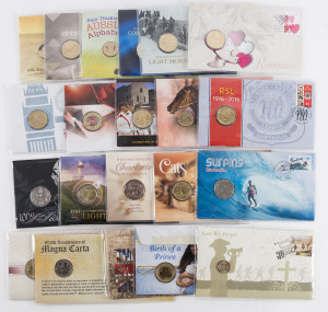 Coins & Banknotes: Philatelic Numismatic Covers - PNCs: 1994-2018 Accumulation with better items including 1994 Year of the Family, 2002 Accession x2 (ASC retail $600), 2014 Great War (GB £2 coin, retail $100), etc; very fine condition. Retail opportunity