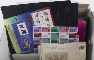 COMMONWEALTH OF AUSTRALIA: General & Miscellaneous: Balance of a consignment including 1971 Xmas 7c 'Green Cross' half-pane of 25 (crease), decimal specimen stamps in blocks of 4 to $10 Gardens plus $20 Glover pair, Australia & territories FDCs, Christmas Is 2016 Year of the Monkey $1 & $3 gutter blocks of 10, etc. Well worth checking. (qty)