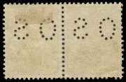 COMMONWEALTH OF AUSTRALIA: Kangaroos - Second Watermark: 2/- Light Brown perforated 'OS' pair, one pulled perf, well centred, HOBART REGISTERED '12JAN22' datestamp (late usage), BW:36ba - $800+. Scarce multiple. - 2