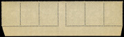 COMMONWEALTH OF AUSTRALIA: Kangaroos - Small Multiple Watermark: 1/- Blue-Green Ash N over A imprint strip of 6, row of skipped perfs at top, well-centred with full perfs, mild uniformly toned gum, MLH, BW:34(4)z - $900 (as an imprint block of 4) - 2