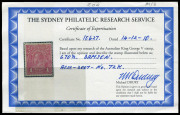 COMMONWEALTH OF AUSTRALIA: KGV Heads - Single Watermark: 1d Damson Rough Paper G70½, fine MLH, BW:72K - $1250. Michael Drury Certificate (2010). - 3