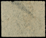 WESTERN AUSTRALIA: 1854 Rouletted 7&frac12; to 14 1d black SG 2, rouletted on three sides, minor thin & slightly cut-into at base, fragments of adjoining stamps at top and at left, tidy void grid cancel, Cat &pound;750. - 2