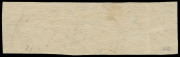 VICTORIA: 1854-57 (SG.28c) Campbell & Fergusson 1d dull brown-red strip of 4, some creasing, thin spot between 1st and 2nd units, just shaved at base of third and fourth units, otherwise good to large margins, BN '9' (reversed) cancels of BEECHWORTH. Att - 2