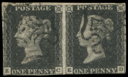 GREAT BRITAIN: 1840 (SG.3) 1d grey-black pair [EC-ED], complete margins (very close at base), cleanly struck Maltese Cross cancels in black, Cat &pound;1000+.