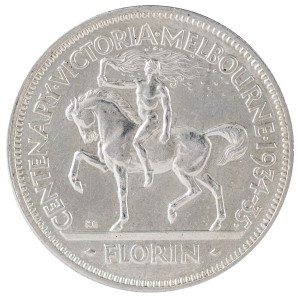 Coins - Australia: Two Shillings: 1934 Victoria Centenary Florin, Proof-Like Type 2, Choice/Unc condition retaining original lustre and bloom, Cat $3,750