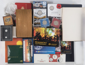 Coins - Australia: Decimals: Selection with 1984 RAM First Dollar Coin proofs x2, 1988 Bicentenary uncirculated $10 & $2 silver proof coin, 1989 uncirculated $10 silver coin & RAM proof set, 1998 RAM Masterpieces in Silver Bicentennial coin set, 1998 Coins of the Victorian Capital silver $10 (x2) coin set, 2007 Year of Lifesaver proof set, 2008 Coat of Arms $1 silver proof coins x2, 2008 Planet Earth 6-coin uncirculated set, 2008 $5 'The Don' uncirculated, 2009 Year of Astronomy 6-coin proof set