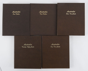 Coins - Australia: Decimals: Fragmentary collections housed in Dansco coin library albums with 1988-2009 $2 (6), 1984-2003 $1 (7), 1966-2009 50c (25), 1966-2008 20c (28), 1966-2009 10c (28), 1966-2009 5c (28), 1966-1991 2c (24) & 1966-1991 1c (25); some of the 1c & 2c values tarnished, otherwise mostly EF/aUnc; also album with various coins circulated or uncirculated. Albums alone worth high proportion of estimate. (195)
