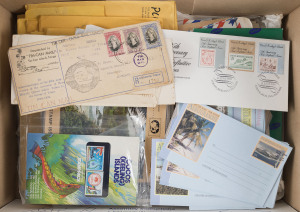 COMMONWEALTH OF AUSTRALIA: General & Miscellaneous: Australian Territories predominantly PNG with 1977-92 annual stamp packs complete run with some duplicates, assorted 1970s-80s stamps packs by issue (60+), PSEs & aerogrammes mostly unused, few maxicards, booklets & phonecards; also Tonga 1938 registered Tin Can Mail, Christmas Is, Cocos Is & Nauru stamp packs, Cocos aerogrammes, etc, plus some foreign material. (100s)