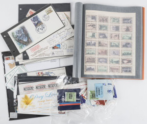COMMONWEALTH OF AUSTRALIA: General & Miscellaneous: Cinderellas accumulation with 1938 Anniversary sheet of 49 (very fine, retail $80+), 1954 REDEX mint or on presentation card, bundle of $10 or $20 Departure Tax some on complete tickets, 1984-85 Project 
