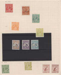 COMMONWEALTH OF AUSTRALIA: General & Miscellaneous: 1914-50s Official Perfins array mostly used including KGV Single Wmk perf 'OS/NSW' 4d lemon, 4d ultramarine (2) & 4½d violet, perf 'OS' Rough Paper 5d bright chestnut, SMult P13½x12½ 4d olive perf 'OS' & perf 'G/NSW' mint, Roos SMult perf 'OS' 6d, 9d & 1/- mint, 6d Large Kooka perf 'G/NSW' mint (2), range of later 'G/NSW', 'VG' and 'T' perfins; condition variable. (300+)