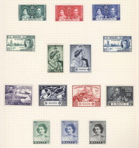 REST OF THE WORLD - General & Miscellaneous Lots: Malaya to Newfoundland British Commonwealth Collection with Straits Settlements KEVII 1902 $2 used, BMA Malaya 1945 to $5 purple & orange mint including 15c (red opt) blue shade SG.12b, Malta KGVI 1937 & 1948 sets to 5/- plus 1948 to 10/- used & Silver Wedding mint, others from Malaysia, Mauritius, Montserrat, Morocco/Tangier, Natal & Nauru (with pre-decimal imprint blocks to 2/3d) noting KGVI to QEII mint short sets to 2/6d or 5/- (or in equiv