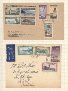 REST OF THE WORLD - General & Miscellaneous Lots: Cover collection with NZ 1931-35 flight covers (8), 1935 Jubilee on registered plain FDC, 1935 Pictorials to 2½d on illustrated FDCs, 1947 Insurance pictorials plain FDC, also Australia 1943 inwards POW card and cover from Germany the latter with 'LUSTPOST AIRMAIL' & 'uber Nordamerika' handstamps, Pitcairns 1940 set on FDC, Tonga 1932 commercial inwards tin can mail from NZ, USA 1932 uprated 5c Envelope registered to Australia, condition variabl