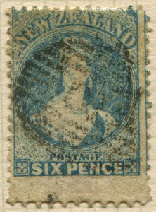 NEW ZEALAND: 1855-72 Chalons Group with imperfs (26) in very mixed condition including 1855 Blued paper 2d blue (three margins), 1862-63 Pelure paper 2d pale ultramarine (cut-into, Cat £800) & 1864 Wmk 'NZ' 1d (2), 2d, 6d, & 1/- green in presentable condition; perforated Chalons (50) in better shape including 1864-71 Large Star 2d blue Retouch, 4d yellow (2), 1/- (3), 1871 P12½ comp 10 6d SG 131c (Cat £450), P12½ 2d pair, 1873 No Wmk 4d orange-yellow unused, possible postmark interest.