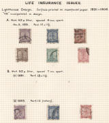 NEW ZEALAND: 1891-1947 "Back-of-Book" Array with 1903-39 Express Delivery (5, three mint), Life Insurance with 1891-98 P12x11½ set & P10 ½d to 2d used, 1913-37 P14x15 ½d to 6d set used plus mint 1½d black, Cowan paper P14 ½d to 6d set mint plus 6d used, P - 3
