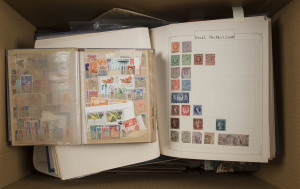 REST OF THE WORLD - General & Miscellaneous Lots: Balance of a Consignment with general world collections in albums (3), one with GB 1840 1d black and 1883-84 10/- and £1 lilac (faults), stockbook with GB & NZ incl 1970s-80s mint sets, plus another two overloaded with stamps including British Commonwealth; also Hong Kong, Indian States, NZ 1d Universals and a USA collection with some pickings, covers including Greece WWII censored Stationery Envelope, Macau 1937 flight cover, plus world duplica