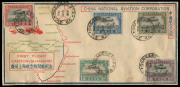 CHINA - Postal History: 1933 CNAC illustated Canton-Shanghai F/F cover with 1929 15c to 90c Air set (SG:384-88) tied by Canton '22.10.24' (Oct. 24, 1933) datestamps, few light soils, unaddressed; also Manchukuo 1933 (?) cover with 1932 &frac12;f to 1y set of 18