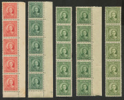 CHINA: 1931-37 Sun Yat-sen First Issue Plate 1A marginal $1 pair & $2 vertical strip of 4; Second Issue 2c to 25c in marginal strips of 5 (few short perfs 5c) plus P11½x12 $1, $2 & $5 Plate 1A or 1B strips of 4, MUH, Cat. £350++. (12 strips) - 3