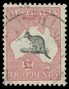 COMMONWEALTH OF AUSTRALIA: Kangaroos - CofA Watermark: £2 Grey-Black & Rose-Crimson, lightly struck datestamp, BW:58 - $850.