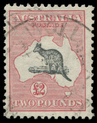 COMMONWEALTH OF AUSTRALIA: Kangaroos - CofA Watermark: &pound;2 Grey-Black & Rose-Crimson, lightly struck datestamp, BW:58 - $850.