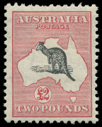 COMMONWEALTH OF AUSTRALIA: Kangaroos - CofA Watermark: &pound;2 Grey-Black & Rose-Crimson, few nibbed perfs at top, well centred, fine mint, BW:58B - $5000.